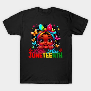 Kids Little Miss Juneteenth Girl Toddler Black History Month T-Shirt